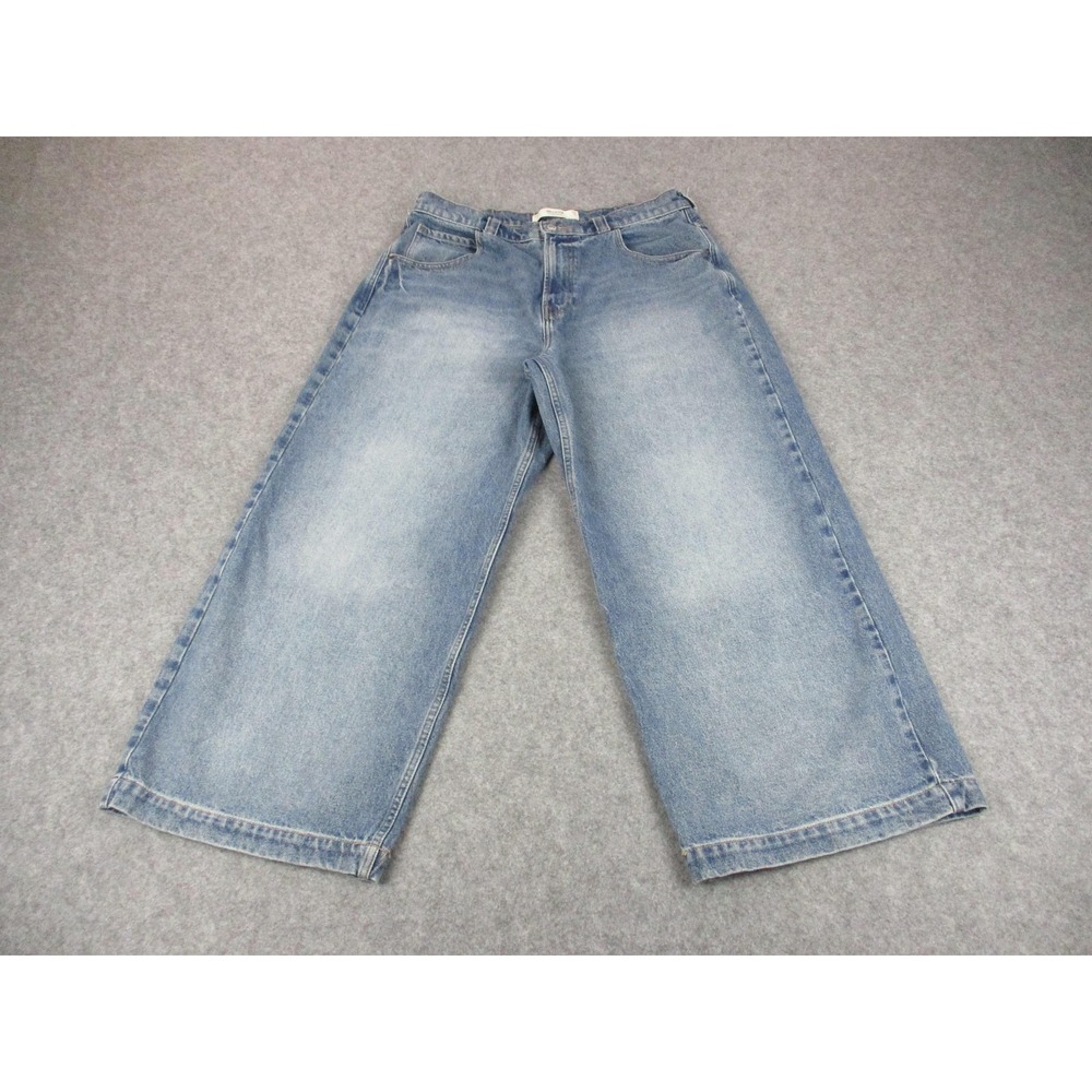 Hollister Jeans Mens 36x28* Blue Extreme Baggy Wide Leg Light Wash Denim